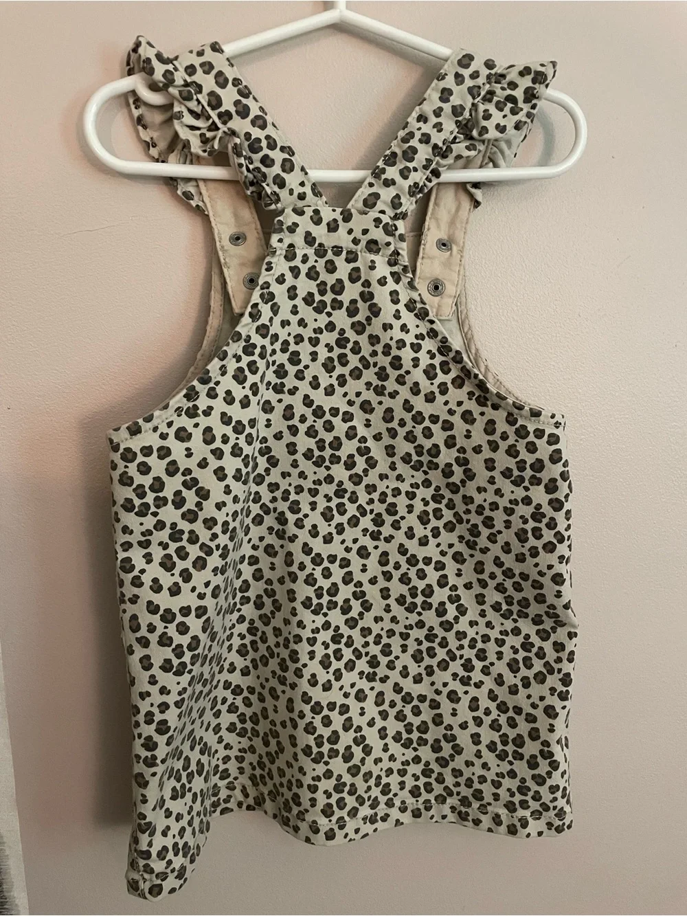 H&M Leopard Print Ruffle-Strap Overall Dress